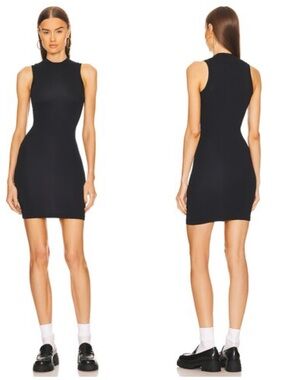 Helsa Sleeveless Jersey Mock Neck Mini Black Dress Size XL NWT